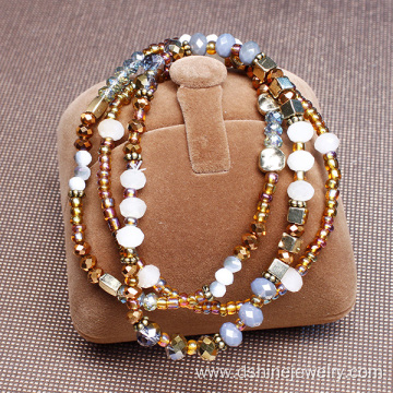 Handmade Three Layers Glass Crystal Faceted Beads Bracelet